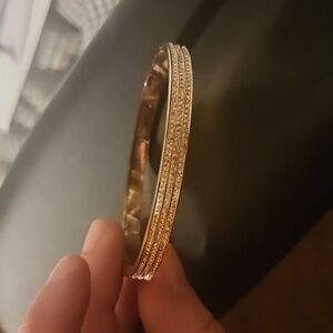 Hinged Rhinestone Stainless Steel Bracelet